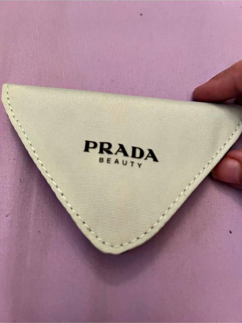 Prada Beauty Triangle Cosmetic Pouch Cream & Black